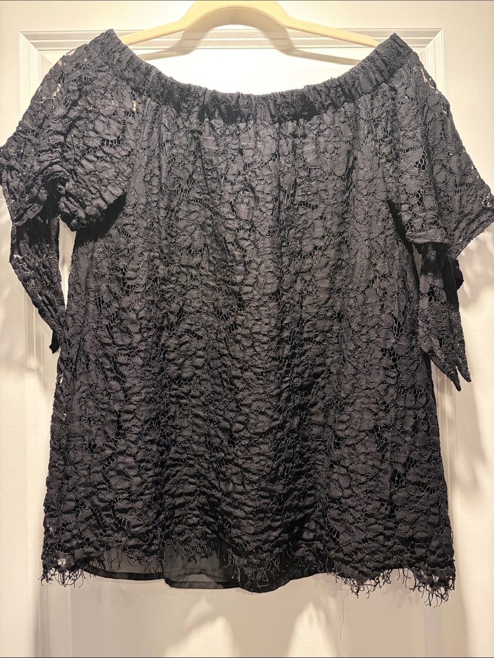 Lulu's Black Lace Off-Shoulder Tunic